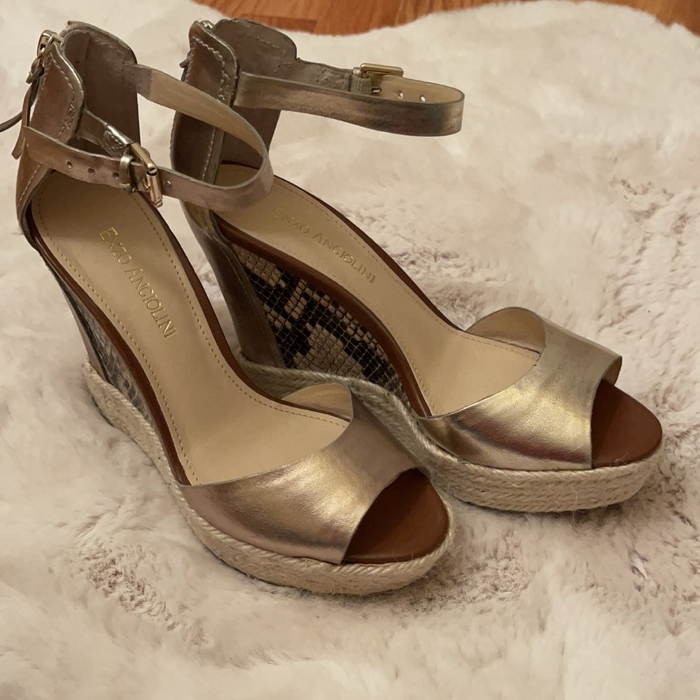 Enzo Angiolini Gold Espadrilles with reptile pattern sz6 - Picture 3 of 7